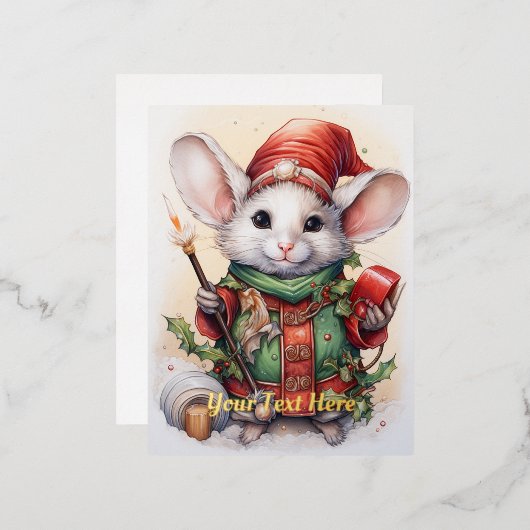 Kerstmuis 49 folie feestdagen briefkaart (Voorkant / Achterkant)