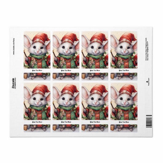 Kerstmuis 49 Jouw tekst hier Etiket (Full Sheet)