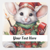 Kerstmuis 49 Jouw tekst hier Vierkante Sticker (Voorkant)