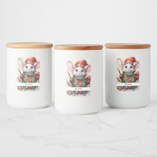 Kerstmuis 49 Jouw tekst hier Voedselcontainer Etiket (Flessen)