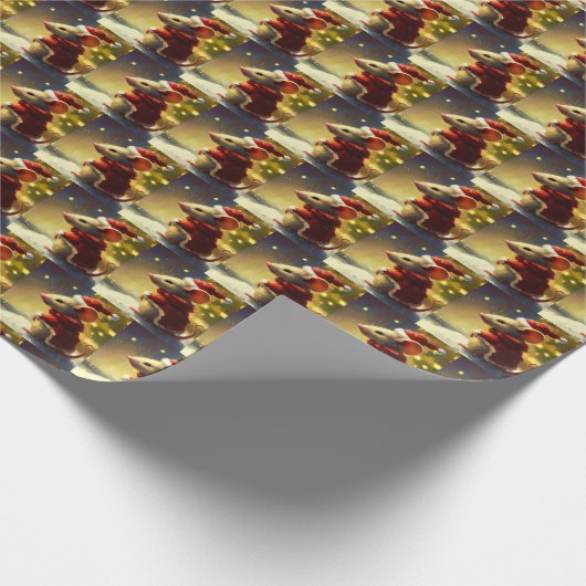 Kerstmuis 4 cadeaupapier (Hoek)