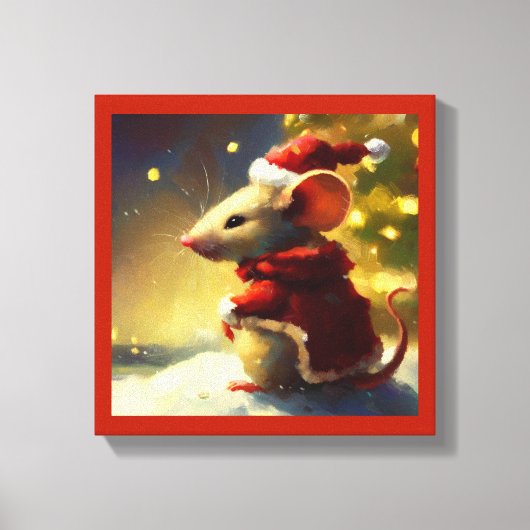 Kerstmuis 4 canvas afdruk (Voorkant)