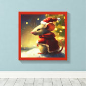 Kerstmuis 4 canvas afdruk (Insitu (Houten vloer))