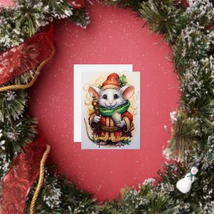 Kerstmuis 4 folie feestdagen briefkaart