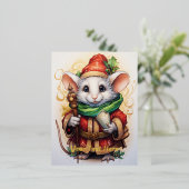 Kerstmuis 4 folie feestdagen briefkaart (Staand Voorkant)