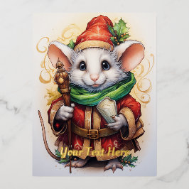 Kerstmuis 4 folie feestdagen briefkaart