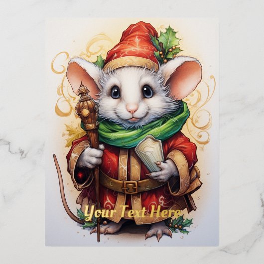 Kerstmuis 4 folie feestdagen briefkaart (Voorkant)