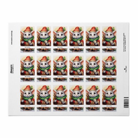 Kerstmuis 4 Jouw tekst hier Etiket (Full Sheet)
