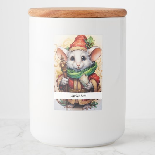 Kerstmuis 4 Jouw tekst hier Voedselcontainer Etiket (Voorkant)