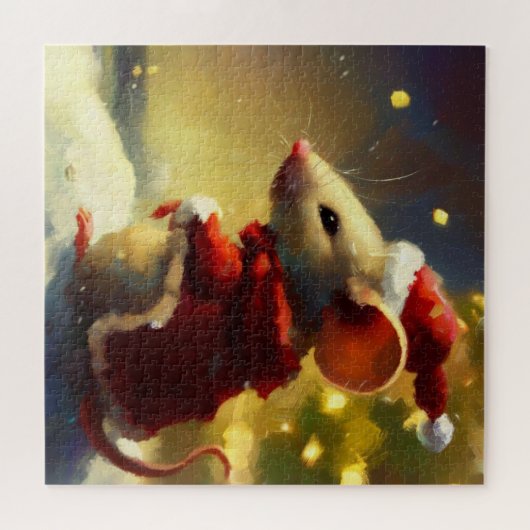 Kerstmuis (4) legpuzzel (Horizontaal)