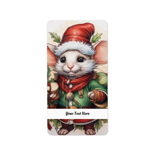 Kerstmuis 50 Jouw tekst hier Etiket (Voorkant)