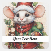 Kerstmuis 50 Jouw tekst hier Vierkante Sticker (Voorkant)