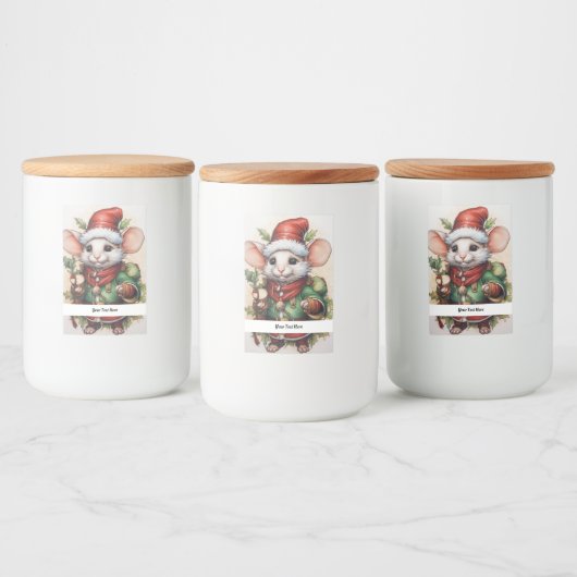 Kerstmuis 50 Jouw tekst hier Voedselcontainer Etiket (Flessen)