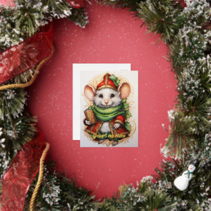 Kerstmuis 5 folie feestdagen briefkaart