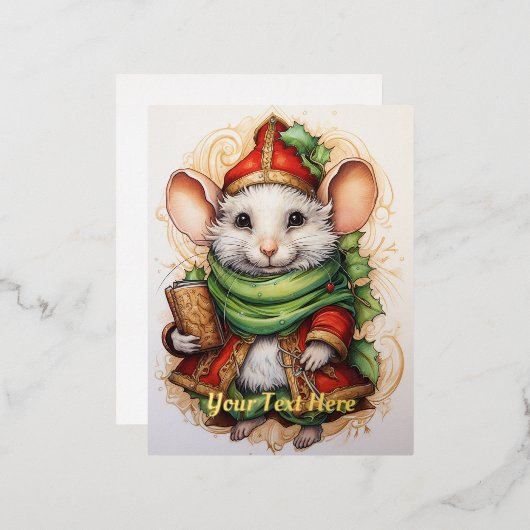 Kerstmuis 5 folie feestdagen briefkaart (Voorkant / Achterkant)