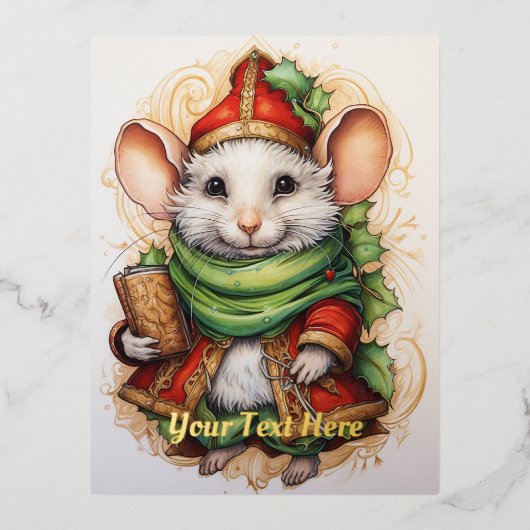 Kerstmuis 5 folie feestdagen briefkaart (Voorkant)