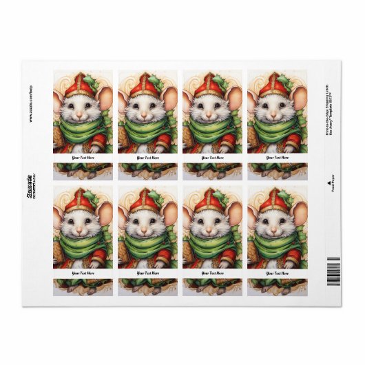 Kerstmuis 5 Jouw tekst hier Etiket (Full Sheet)
