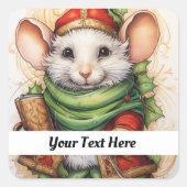 Kerstmuis 5 Jouw tekst hier Vierkante Sticker (Voorkant)