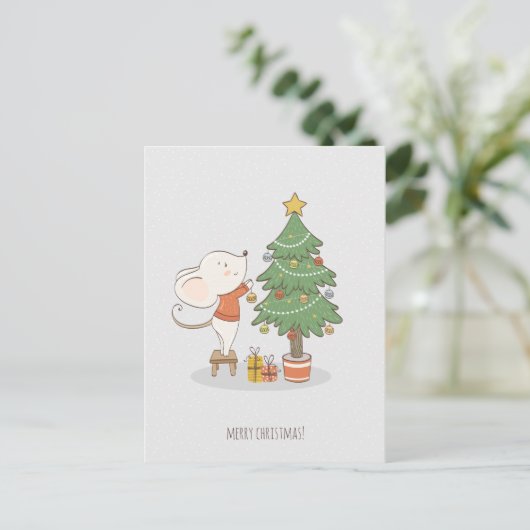 kerstmuis briefkaart (Staand voorkant)