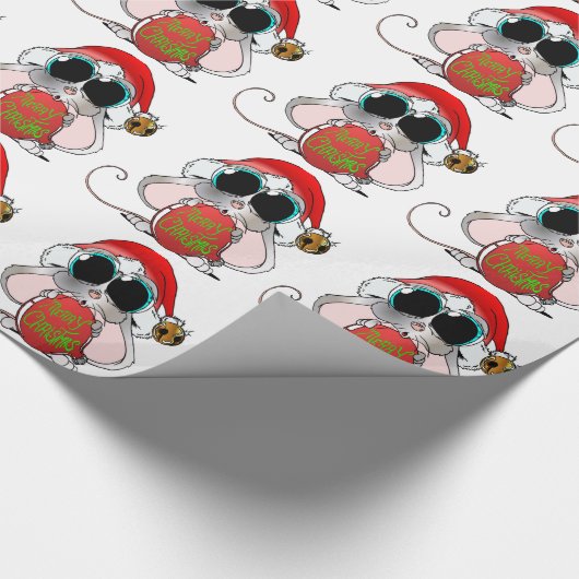 kerstmuis cadeaupapier (Hoek)