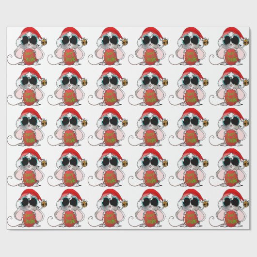 kerstmuis cadeaupapier (Vlak)