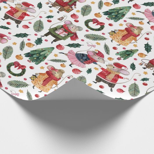 kerstmuis cadeaupapier (Hoek)