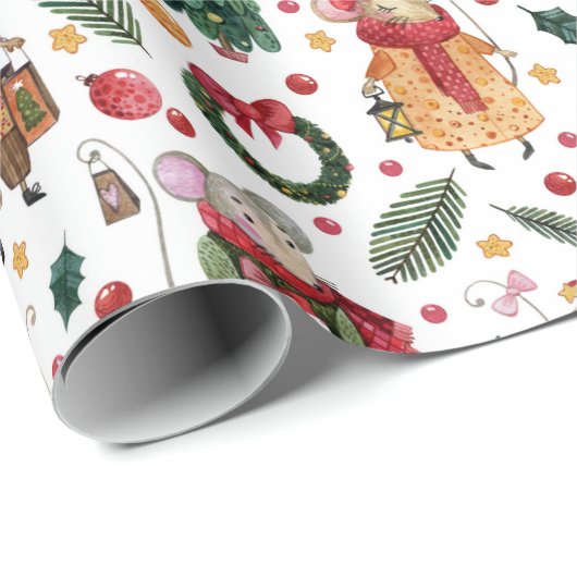 kerstmuis cadeaupapier (Rol Hoek)