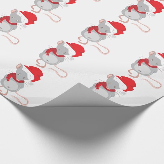 kerstmuis cadeaupapier (Hoek)