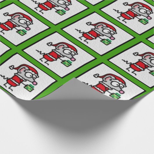 kerstmuis cadeaupapier (Hoek)