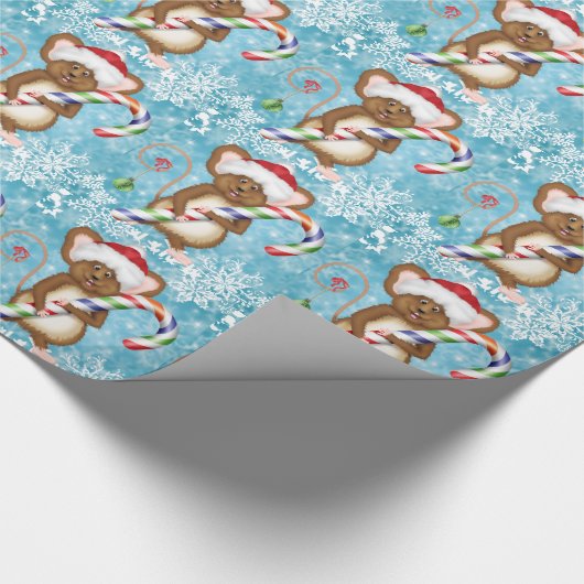 kerstmuis cadeaupapier (Hoek)