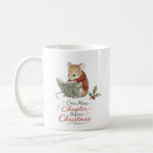Kerstmuis die verhalen leest koffiemok