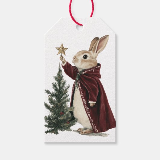 KERSTMUIS EN BOOM Cadeaubijslab Cadeaulabel (Voorkant)