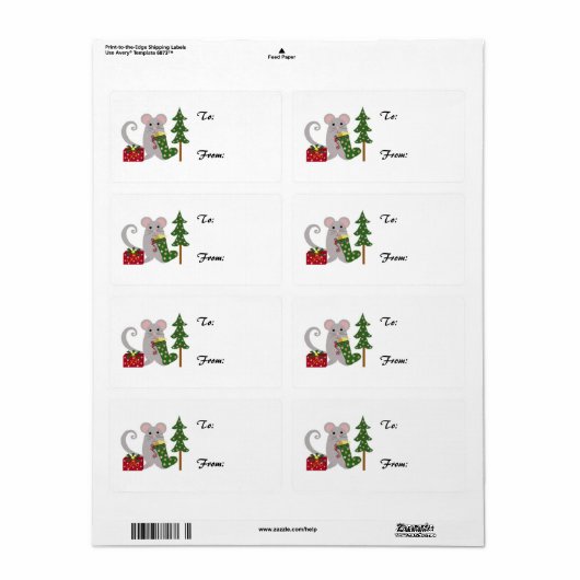kerstmuis etiket (Full Sheet)
