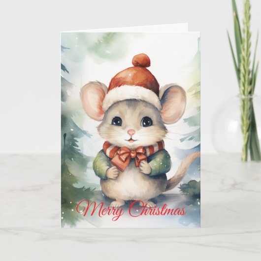 Kerstmuis Feestdagen Kaart (Voorkant)