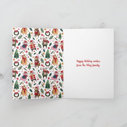 kerstmuis feestdagen kaart (Binnen)