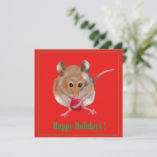 kerstmuis feestdagenkaart (Staand voorkant)