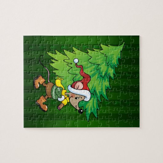 Kerstmuis - Groene puzzel Legpuzzel (Horizontaal)