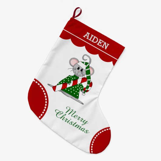 kerstmuis grote kerstsok (Voorkant (Hangend))