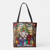 Kerstmuis in Cadeaus Faux Glas in lood Tote Bag (Achterkant)