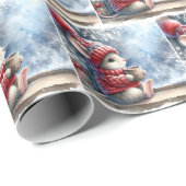 Kerstmuis in het raam met warme cacao cadeaupapier (Rol Hoek)