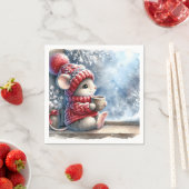 Kerstmuis in het raam met warme cacao servet (Insitu)