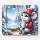 Kerstmuis in het raam muismat (Voorkant)