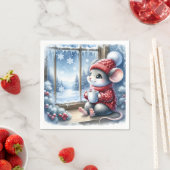 Kerstmuis in het raam servet (Insitu)