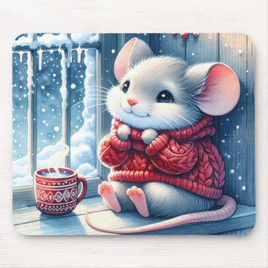 Kerstmuis in het winterraam muismat (Voorkant)
