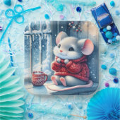 Kerstmuis in het winterraam papieren bordje (Feest)
