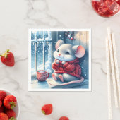 Kerstmuis in het winterraam servet (Insitu)