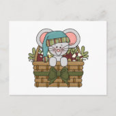 Kerstmuis in mandje feestdagenkaart (Voorkant)