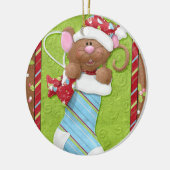 Kerstmuis in Stocking Ornament (Links)
