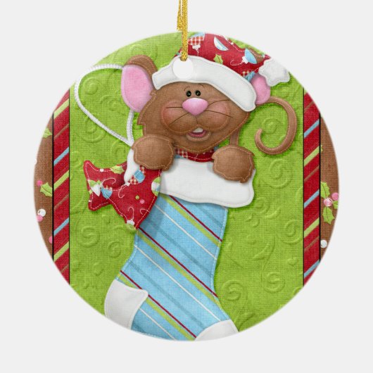 Kerstmuis in Stocking Ornament (Achterkant)