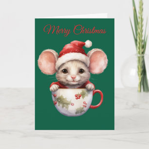 Kerstmuis in Theekopje Feestdagen Kaart